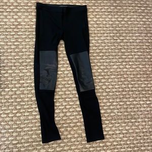 Theory Tinysa Leather Patch Moto Ponte black pants